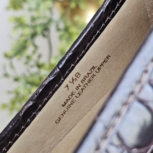 Talbots Crocodile Embossed Genuine Leather Tassel Penny Loafers Dark Brown, 7.5 - Picture 10 of 16